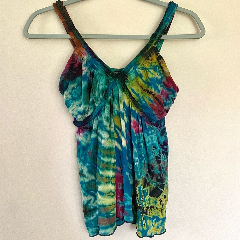 Tie dye hippie boho psychedelic festival tank